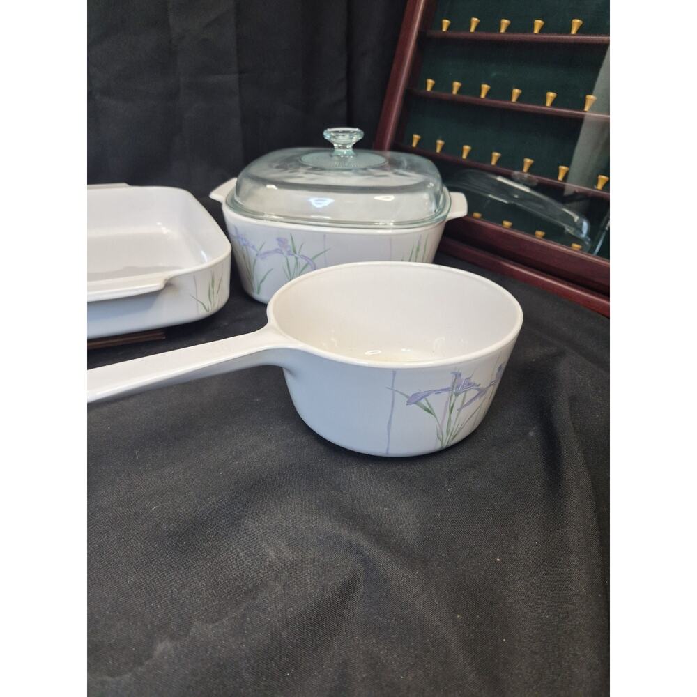 Corning Ware Shadow Iris Casserole Dishes Set Of 5 Dishes With 3 LIDS = 8 Pieces - Picture 8 of 16